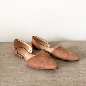 a new day D'Orsay Pointed Toe Ballet Flat in Faux Brown Suede Size 11